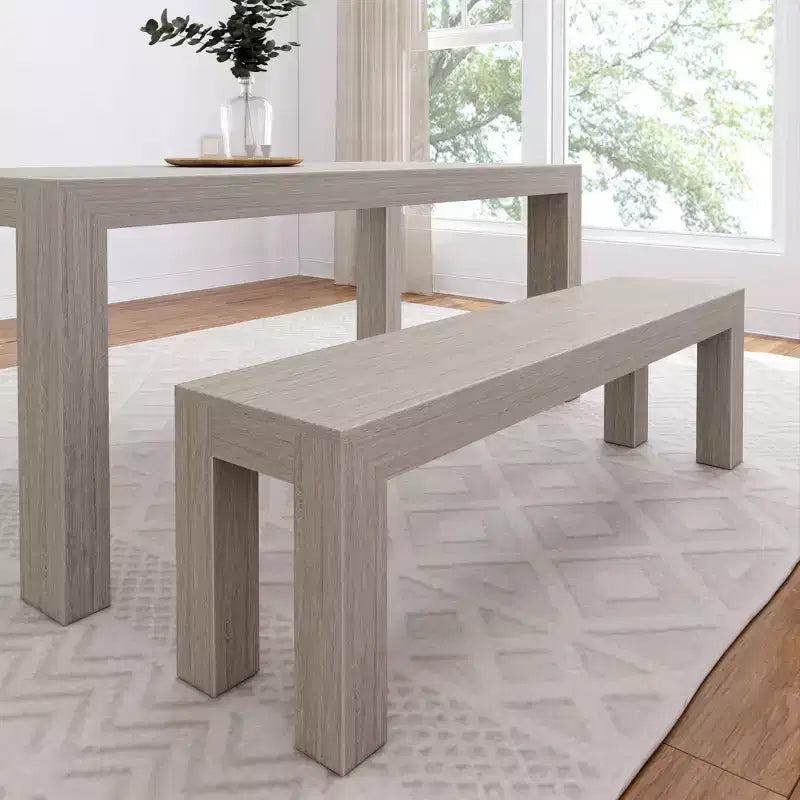 Panca da pranzo in legno massello da 60" – Stile moderno Pecan Wirebrush