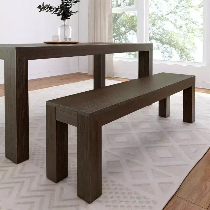 Panca da pranzo in legno massello da 60" – Stile moderno Pecan Wirebrush