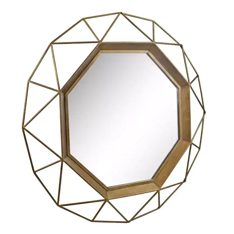 Specchio da Parete Decorativo in Metallo Ottagonale 71,9x71,9 cm