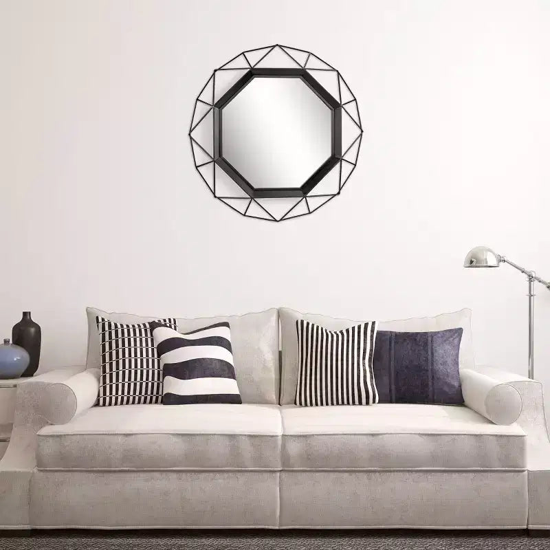 Specchio da Parete Decorativo in Metallo Ottagonale 71,9x71,9 cm