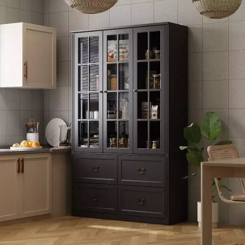 Vetrina con anta in vetro da 47" – Dispensa da Cucina in Legno, Nera