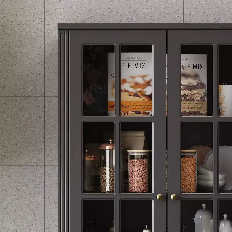 Vetrina con anta in vetro da 47" – Dispensa da Cucina in Legno, Nera