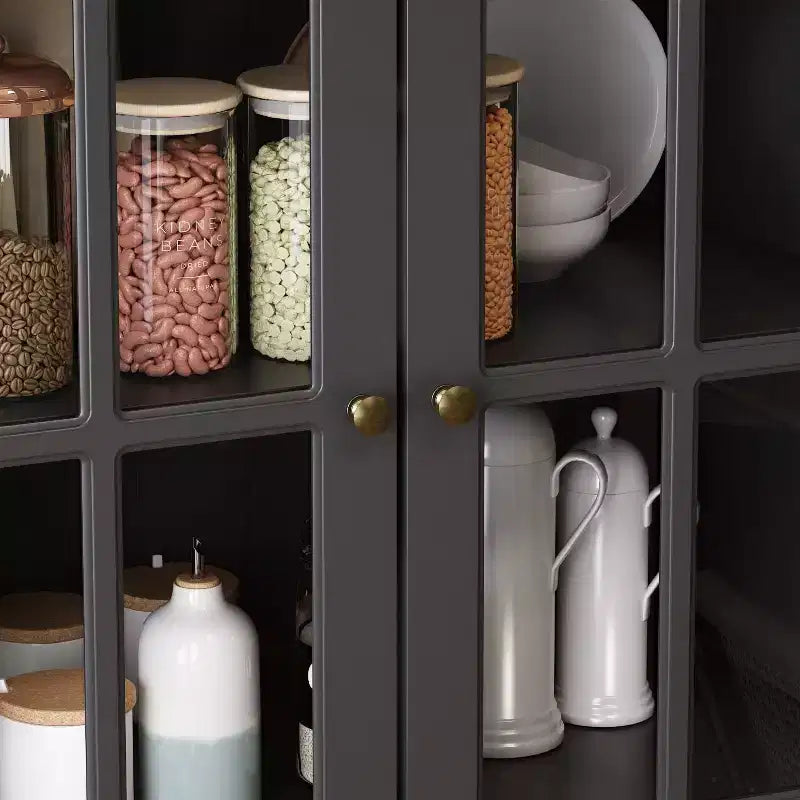 Vetrina con anta in vetro da 47" – Dispensa da Cucina in Legno, Nera