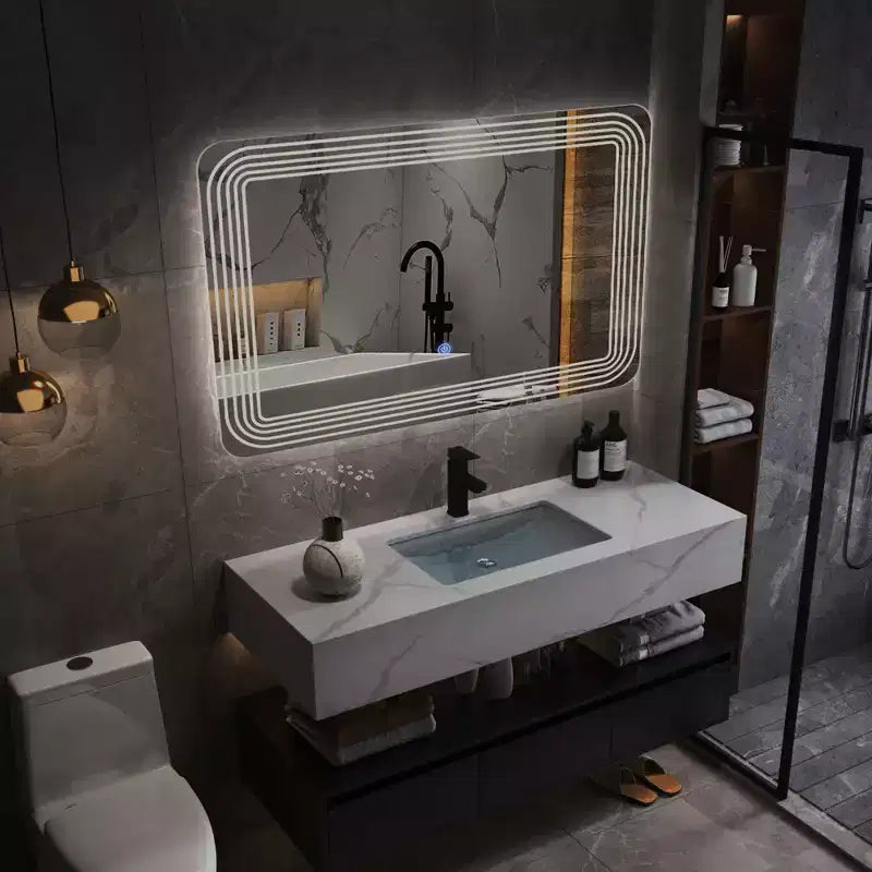 Specchio da bagno LED rettangolare – 3 colori dimmerabili, interruttore touch, montaggio a parete