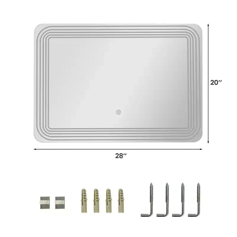 Specchio da bagno LED rettangolare – 3 colori dimmerabili, interruttore touch, montaggio a parete