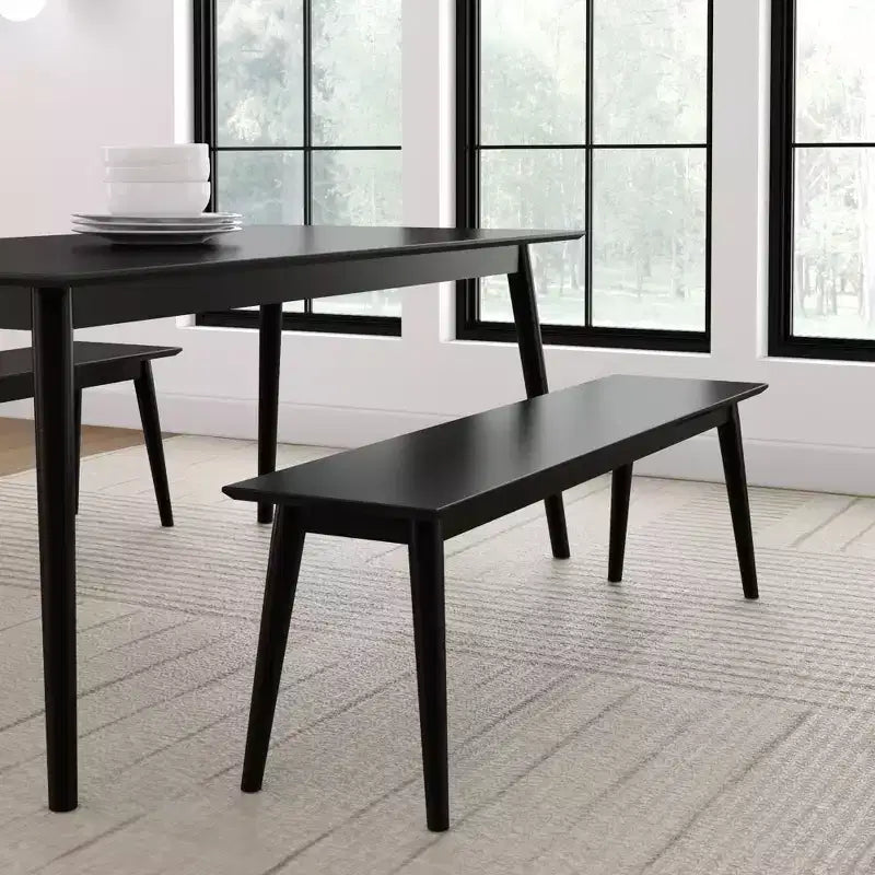 Panca da pranzo moderna di metà secolo da 59" – Panca da ingresso in legno massello