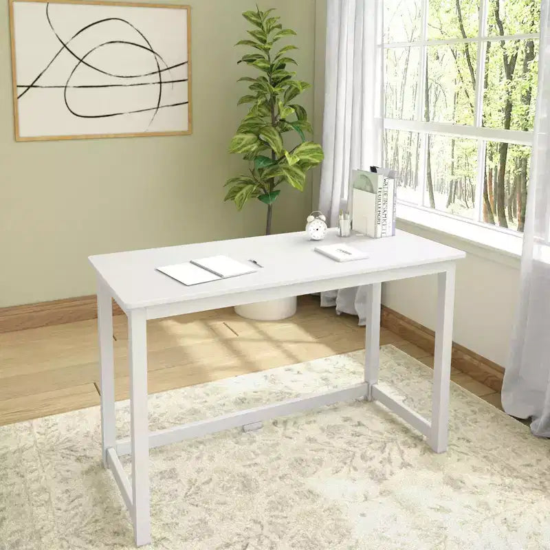 Plank+Beam Solid Wood Writing Desk, Simple Desk for Bedroom, Home Office Study Desk, 47.25