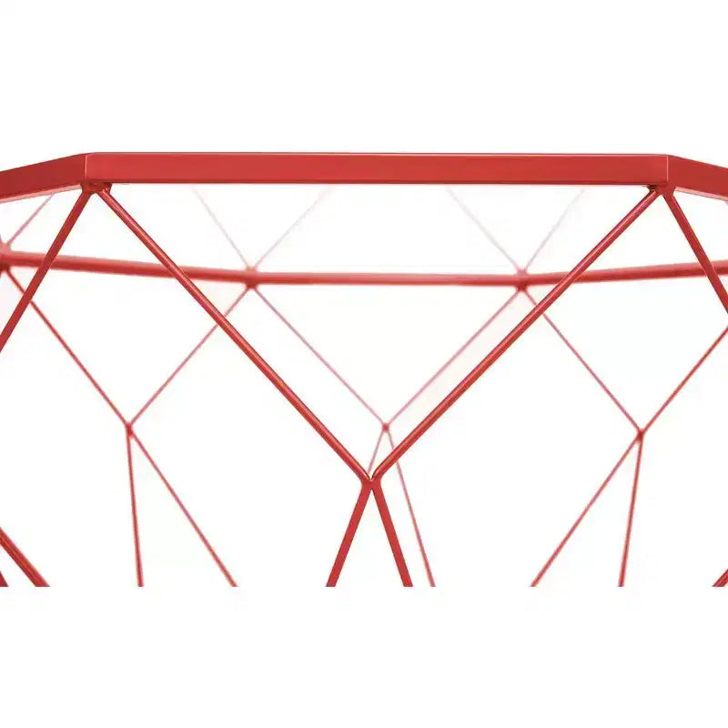 Tavolino da caffè ottagonale da 31" con piano in vetro e base geometrica in filo metallico