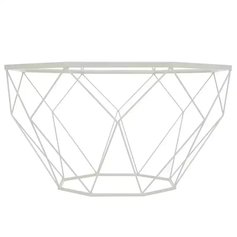 Tavolino da caffè ottagonale da 31" con piano in vetro e base geometrica in filo metallico