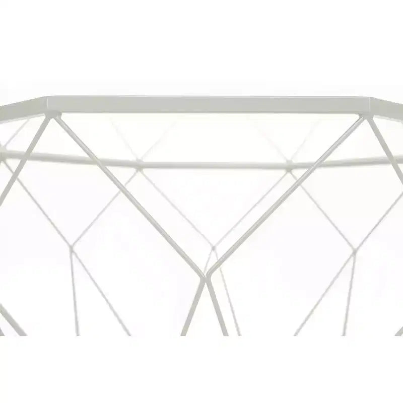 Tavolino da caffè ottagonale da 31" con piano in vetro e base geometrica in filo metallico