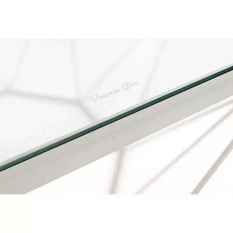 Tavolino da caffè ottagonale da 31" con piano in vetro e base geometrica in filo metallico