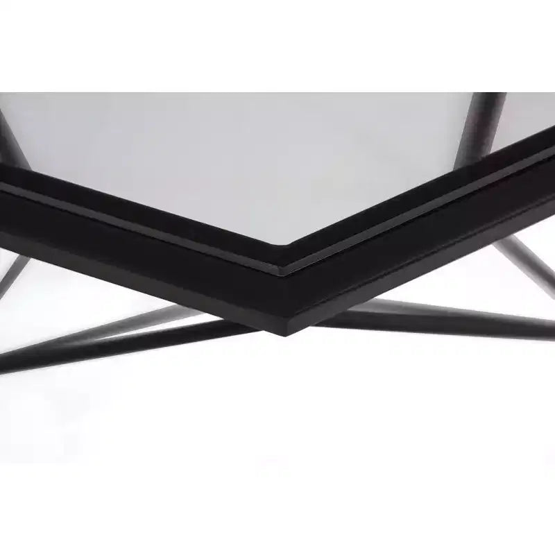 Tavolino da caffè ottagonale da 31" con piano in vetro e base geometrica in filo metallico