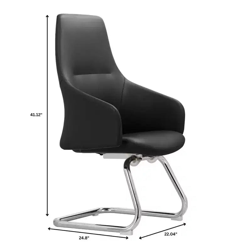 Sedia da ufficio Celeste in pelle – Base a slitta in ferro moderna, seduta ergonomica per scrivania e ospiti