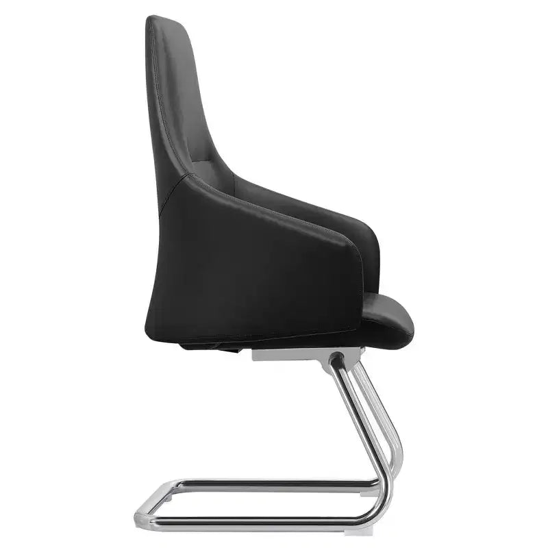 Sedia da ufficio Celeste in pelle – Base a slitta in ferro moderna, seduta ergonomica per scrivania e ospiti
