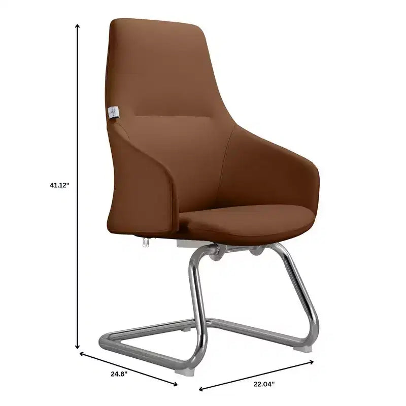 Sedia da ufficio Celeste in pelle – Base a slitta in ferro moderna, seduta ergonomica per scrivania e ospiti