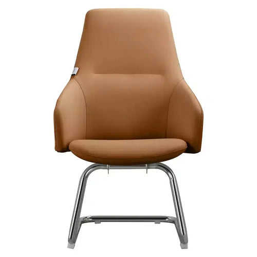 Sedia da ufficio Celeste in pelle – Base a slitta in ferro moderna, seduta ergonomica per scrivania e ospiti