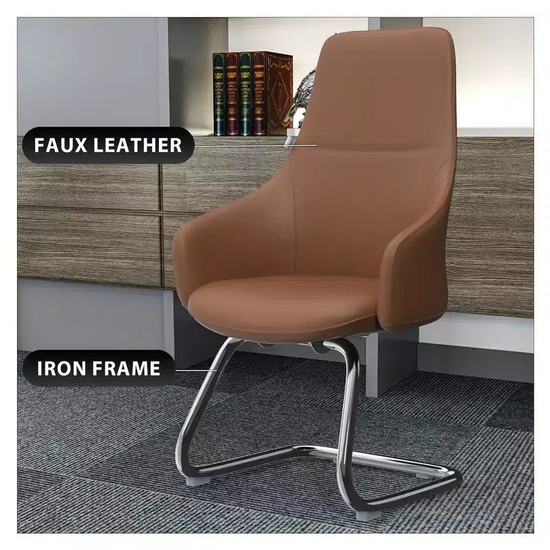 Sedia da ufficio Celeste in pelle – Base a slitta in ferro moderna, seduta ergonomica per scrivania e ospiti