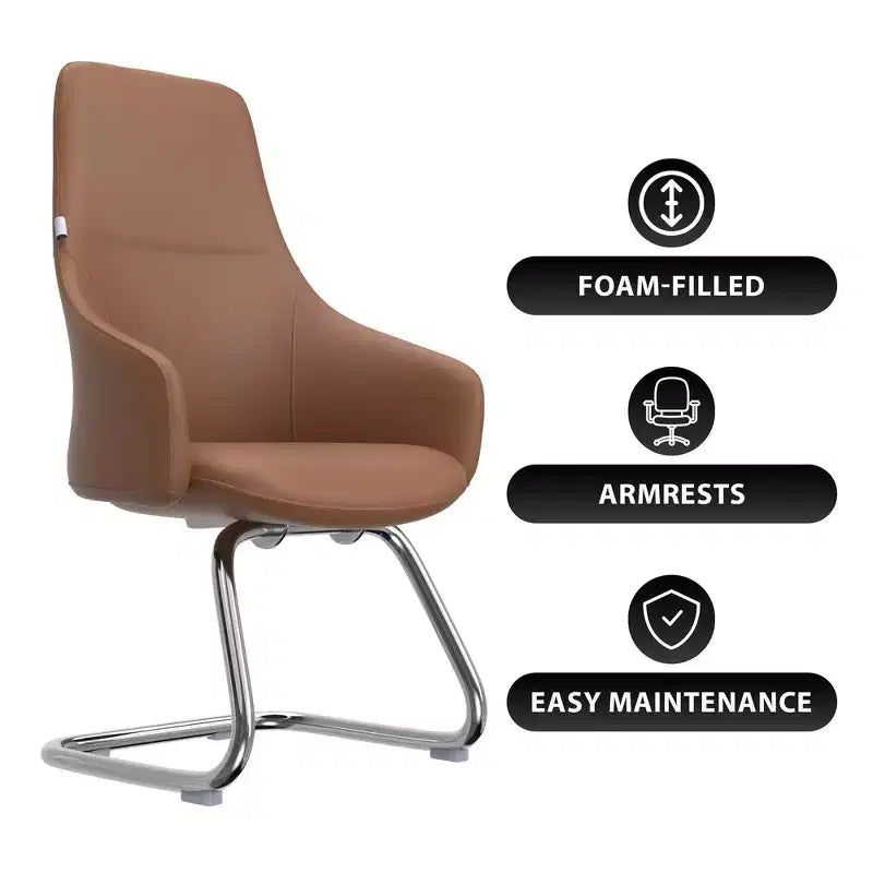 Sedia da ufficio Celeste in pelle – Base a slitta in ferro moderna, seduta ergonomica per scrivania e ospiti