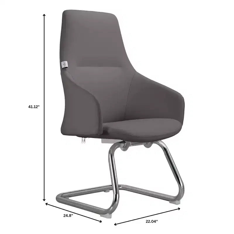 Sedia da ufficio Celeste in pelle – Base a slitta in ferro moderna, seduta ergonomica per scrivania e ospiti