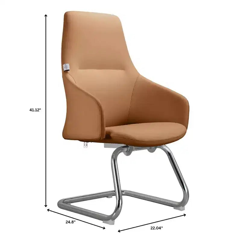Sedia da ufficio Celeste in pelle – Base a slitta in ferro moderna, seduta ergonomica per scrivania e ospiti
