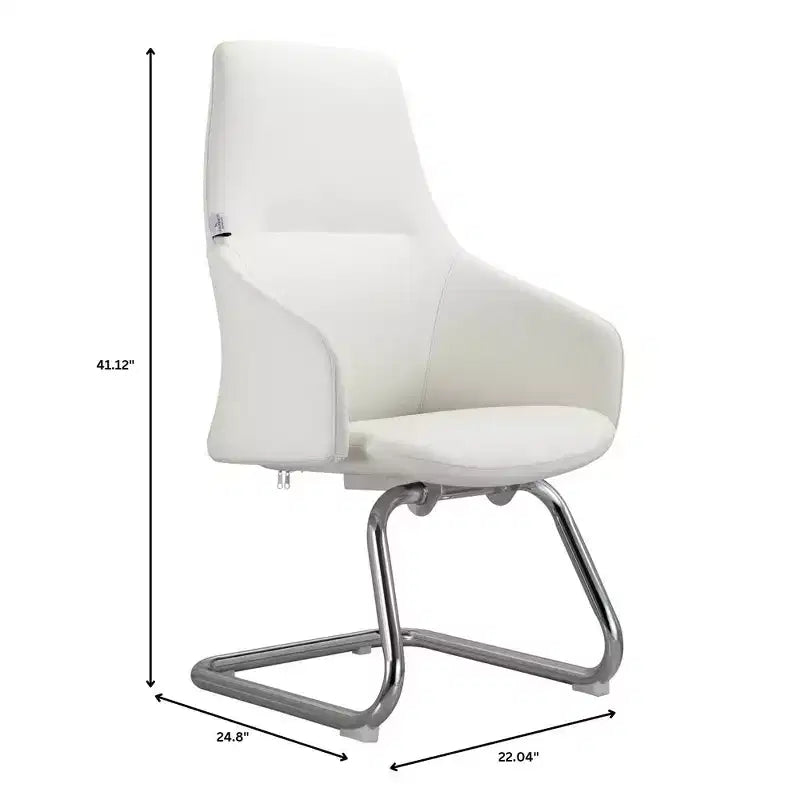 Sedia da ufficio Celeste in pelle – Base a slitta in ferro moderna, seduta ergonomica per scrivania e ospiti