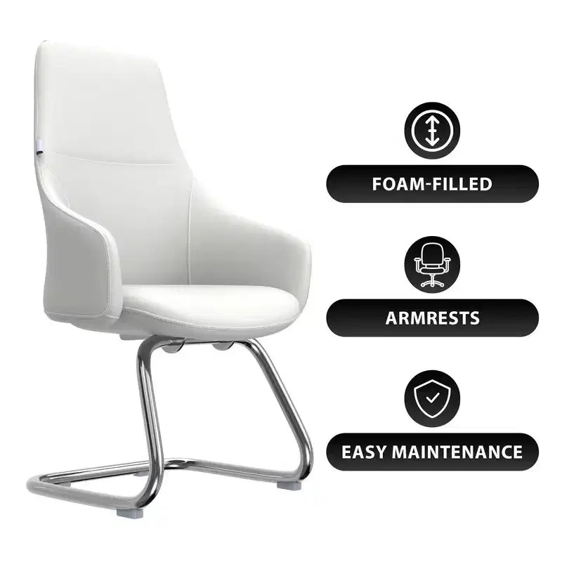 Sedia da ufficio Celeste in pelle – Base a slitta in ferro moderna, seduta ergonomica per scrivania e ospiti
