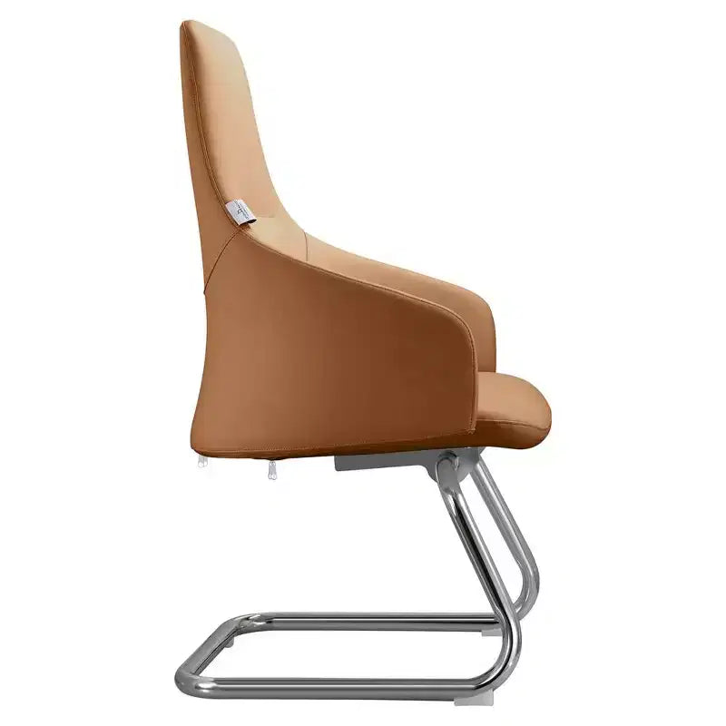 Sedia da ufficio Celeste in pelle – Base a slitta in ferro moderna, seduta ergonomica per scrivania e ospiti