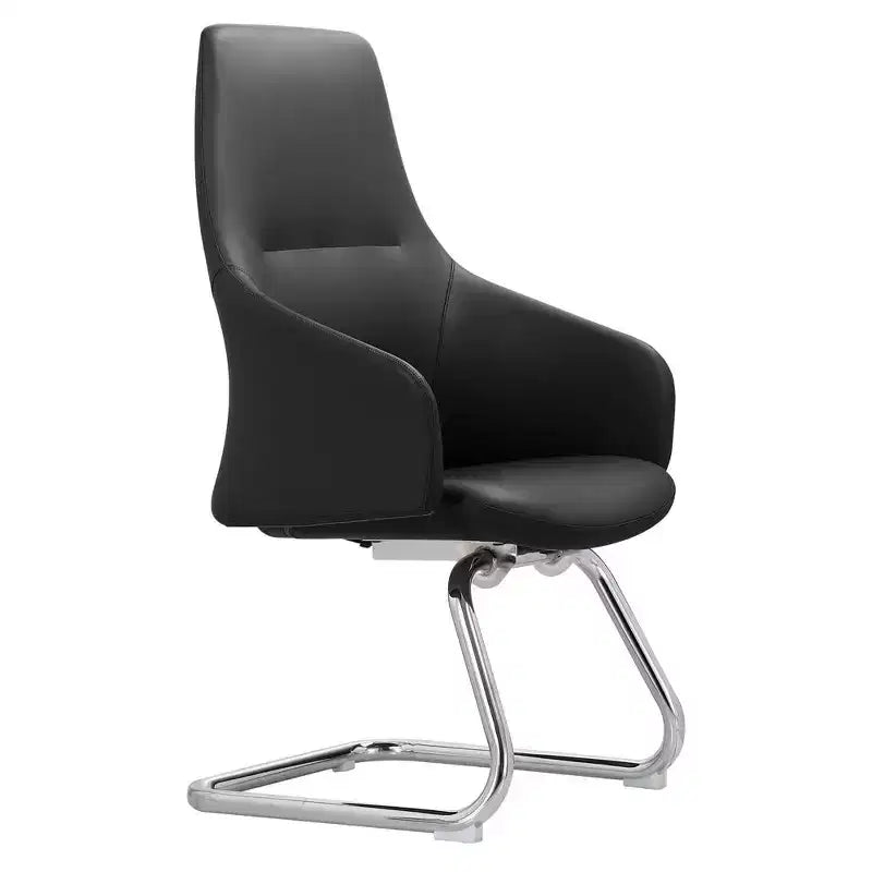 Sedia da ufficio Celeste in pelle – Base a slitta in ferro moderna, seduta ergonomica per scrivania e ospiti