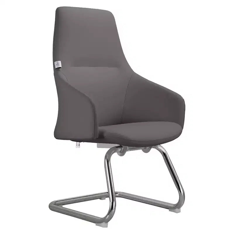 Sedia da ufficio Celeste in pelle – Base a slitta in ferro moderna, seduta ergonomica per scrivania e ospiti
