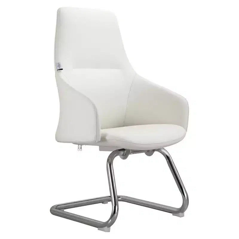 Sedia da ufficio Celeste in pelle – Base a slitta in ferro moderna, seduta ergonomica per scrivania e ospiti