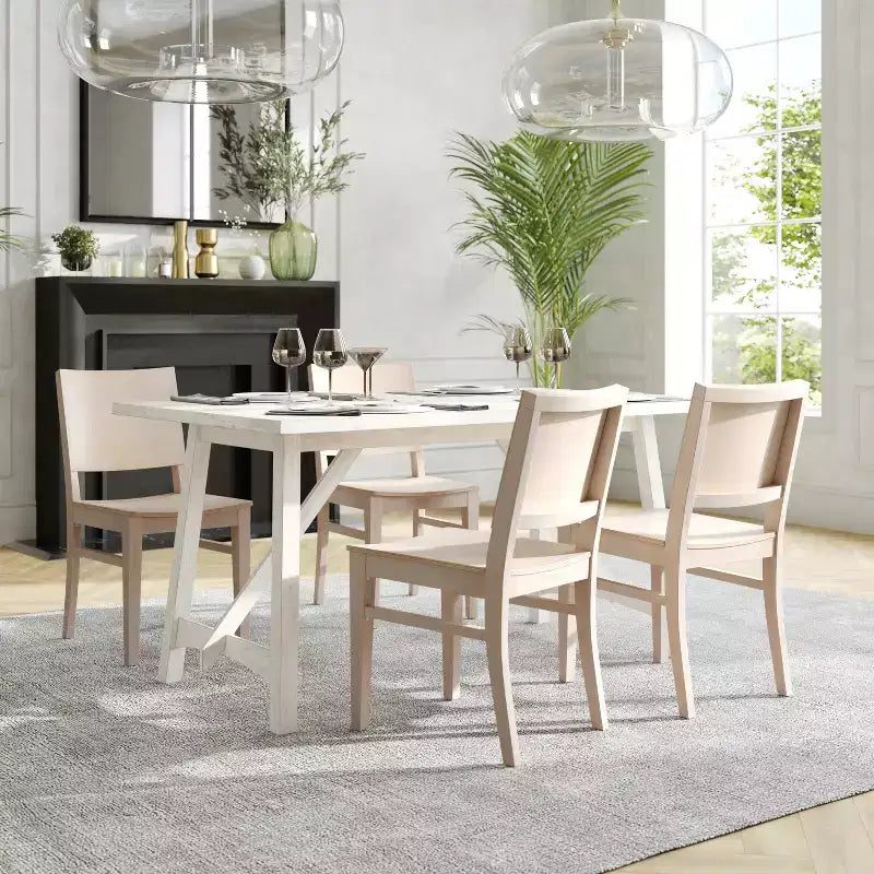 Confezione da 2 sedie da pranzo in legno massello di Napoli con schienali curvi