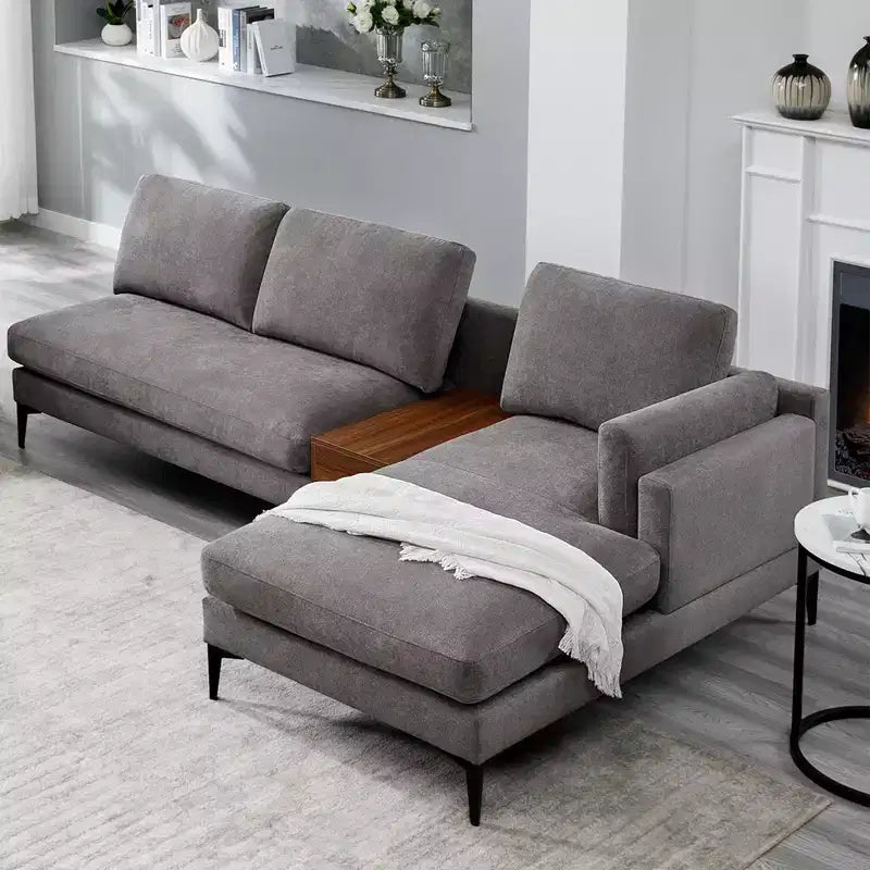 Divano sezionale a L a 3 posti minimalistico – Chaise longue reversibile