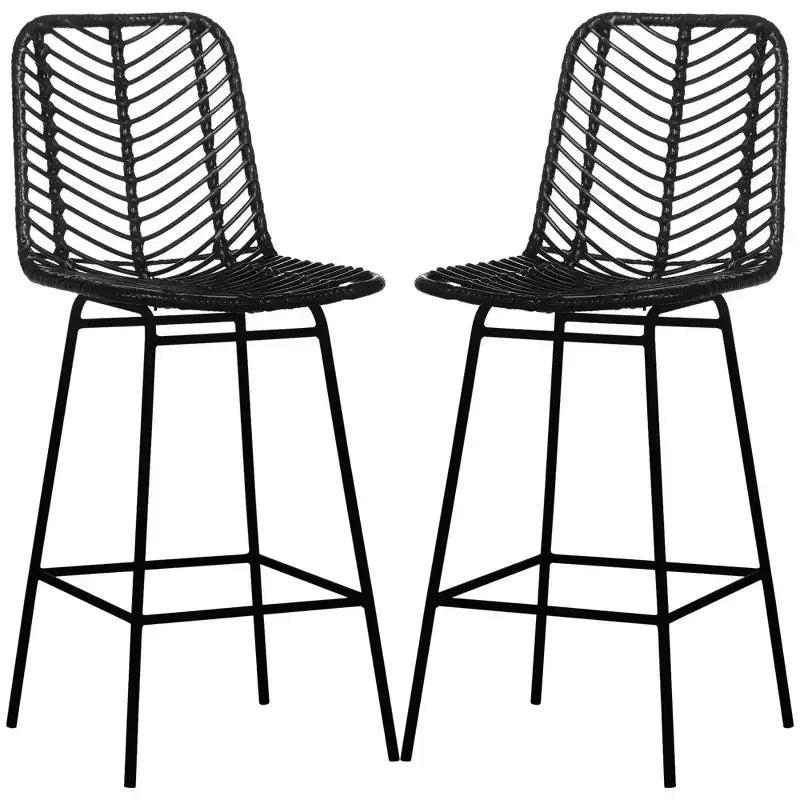 Sgabelli da bar moderni in rattan intrecciato con base in acciaio traspirante