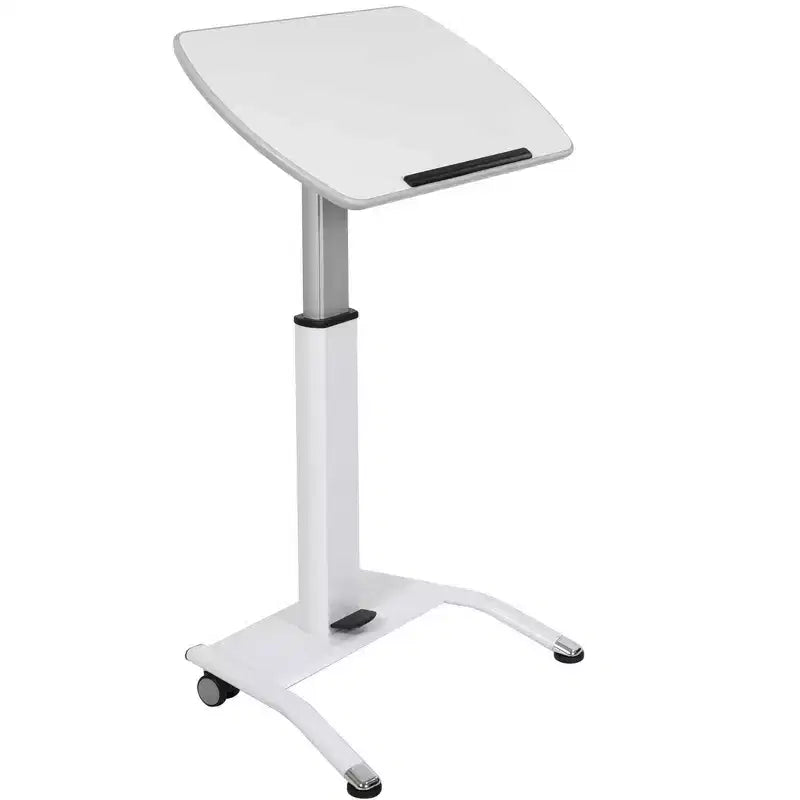 Leggio per laptop inclinabile ad altezza regolabile con meccanismo pneumatico – 65 cm di larghezza, bianco
