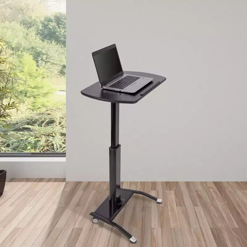 Leggio per laptop inclinabile ad altezza regolabile con meccanismo pneumatico – 65 cm di larghezza, bianco
