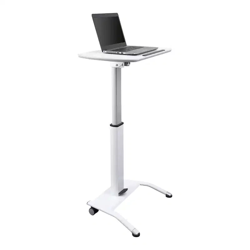 Leggio per laptop inclinabile ad altezza regolabile con meccanismo pneumatico – 65 cm di larghezza, bianco