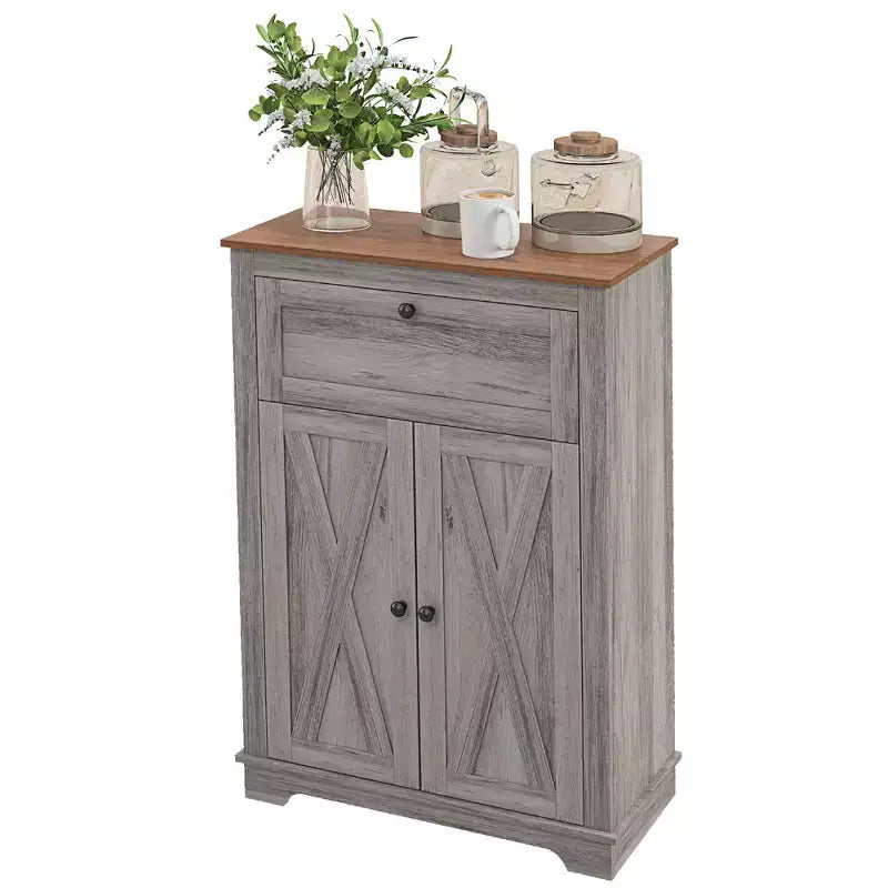 Credenza da Fattoria - Mobile Contenitore con Doppie Ante, Cassetto e Ripiano