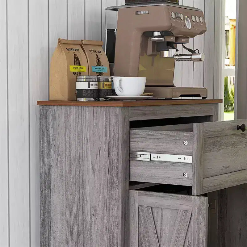 Credenza da Fattoria - Mobile Contenitore con Doppie Ante, Cassetto e Ripiano
