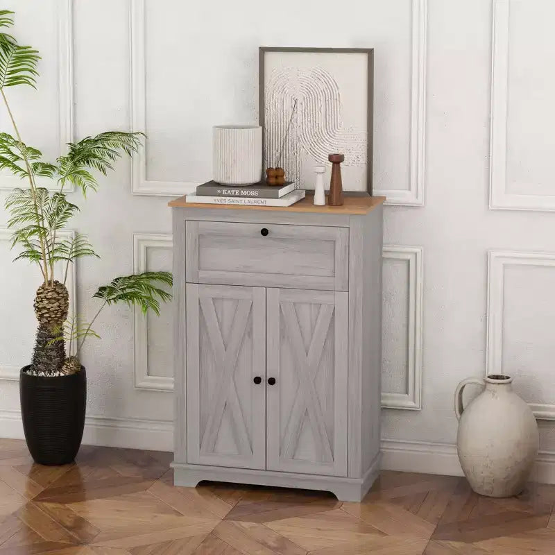 Credenza da Fattoria - Mobile Contenitore con Doppie Ante, Cassetto e Ripiano