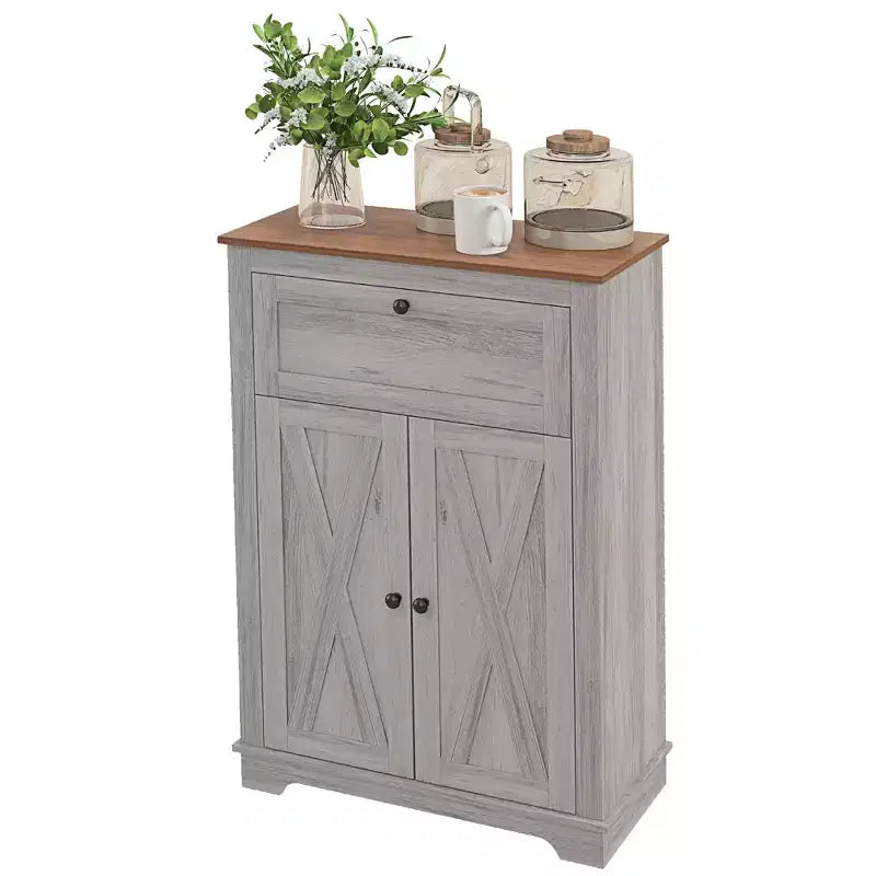 Credenza da Fattoria - Mobile Contenitore con Doppie Ante, Cassetto e Ripiano