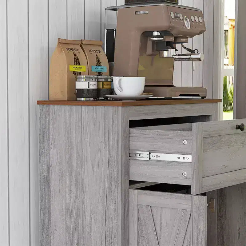 Credenza da Fattoria - Mobile Contenitore con Doppie Ante, Cassetto e Ripiano