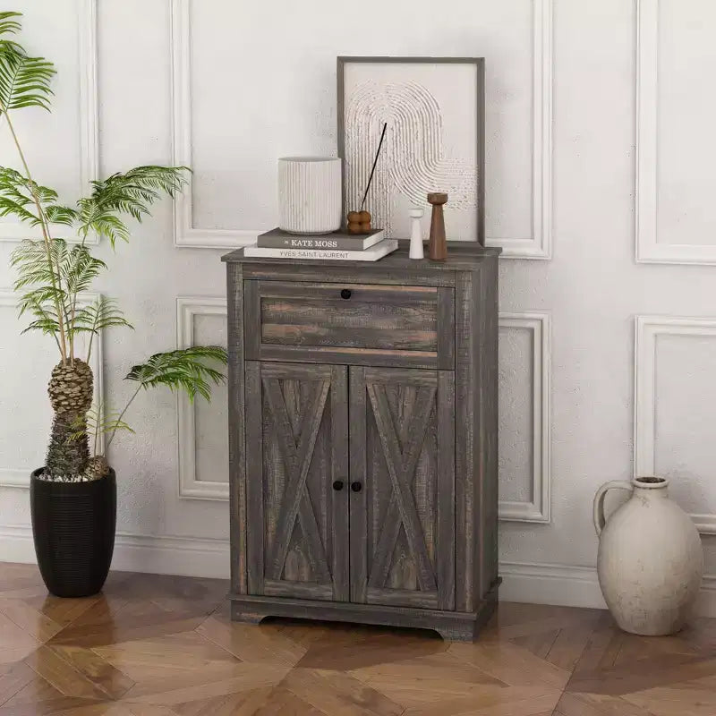 Credenza da Fattoria - Mobile Contenitore con Doppie Ante, Cassetto e Ripiano