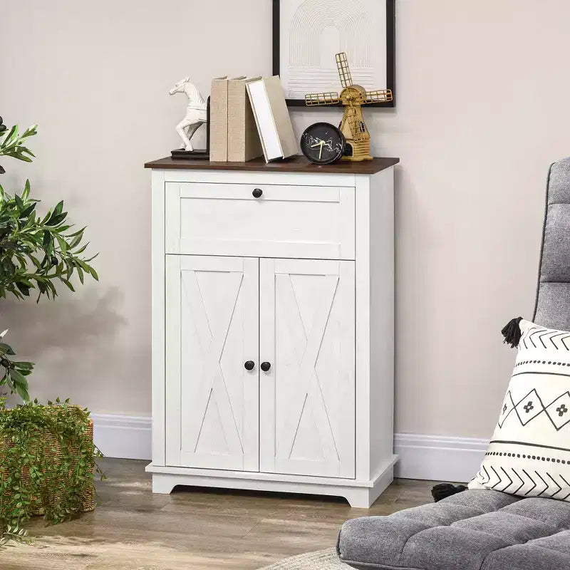 Credenza da Fattoria - Mobile Contenitore con Doppie Ante, Cassetto e Ripiano
