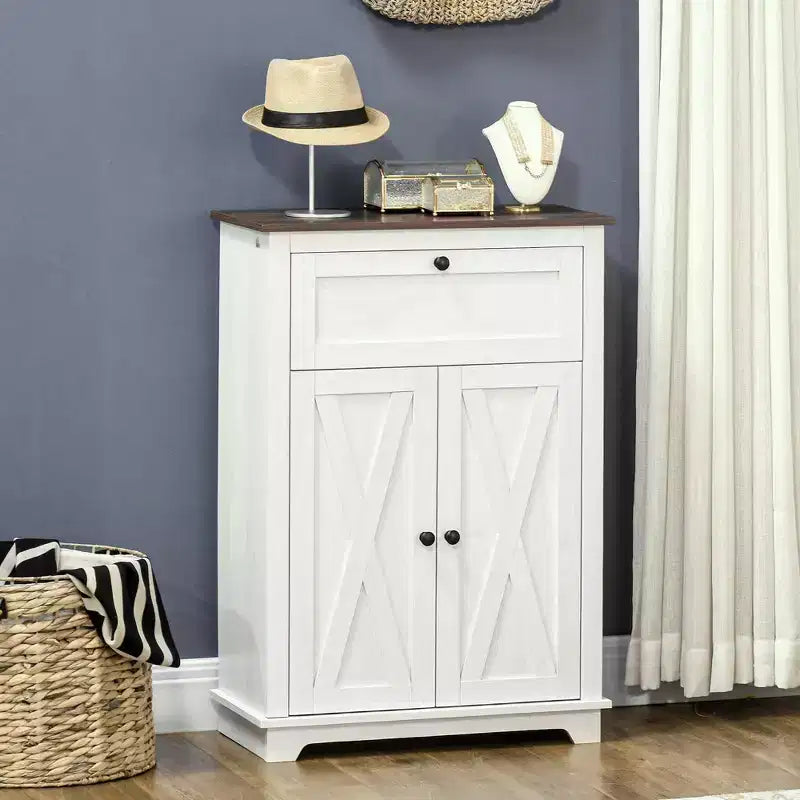 Credenza da Fattoria - Mobile Contenitore con Doppie Ante, Cassetto e Ripiano