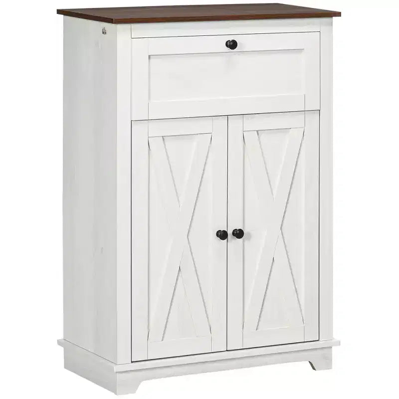 Credenza da Fattoria - Mobile Contenitore con Doppie Ante, Cassetto e Ripiano