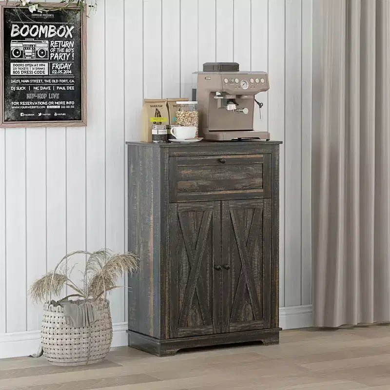 Credenza da Fattoria - Mobile Contenitore con Doppie Ante, Cassetto e Ripiano