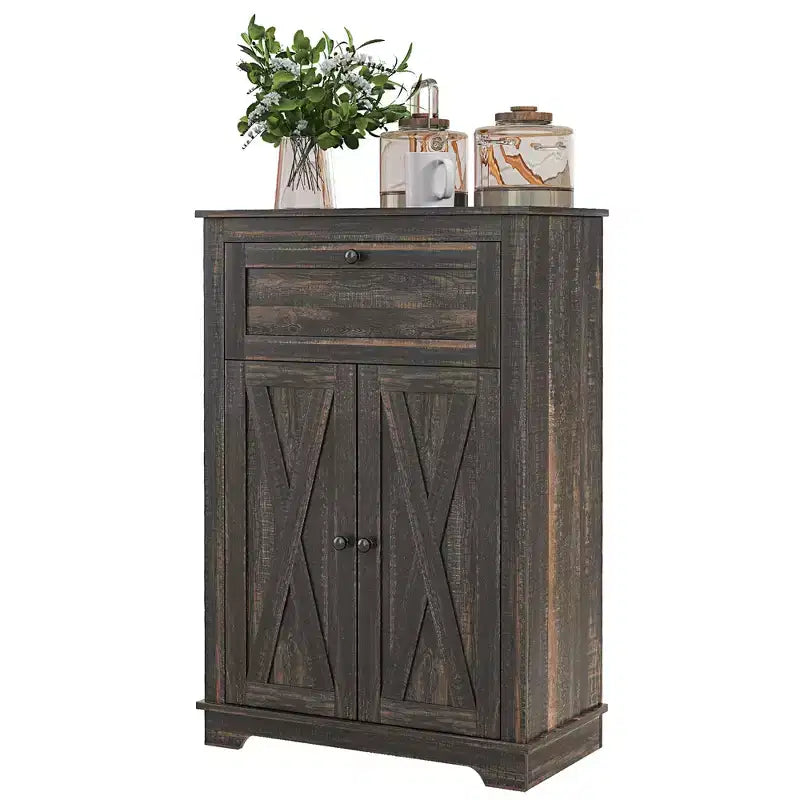 Credenza da Fattoria - Mobile Contenitore con Doppie Ante, Cassetto e Ripiano