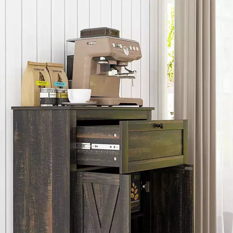 Credenza da Fattoria - Mobile Contenitore con Doppie Ante, Cassetto e Ripiano