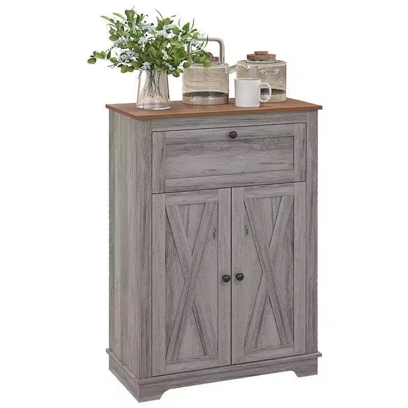Credenza da Fattoria - Mobile Contenitore con Doppie Ante, Cassetto e Ripiano