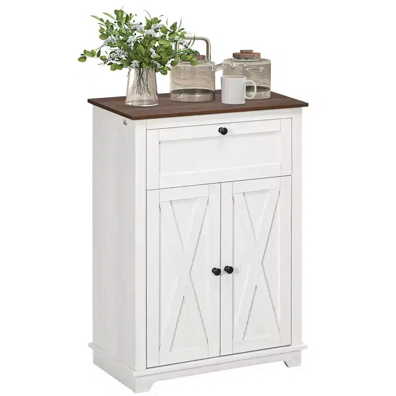 Credenza da Fattoria - Mobile Contenitore con Doppie Ante, Cassetto e Ripiano